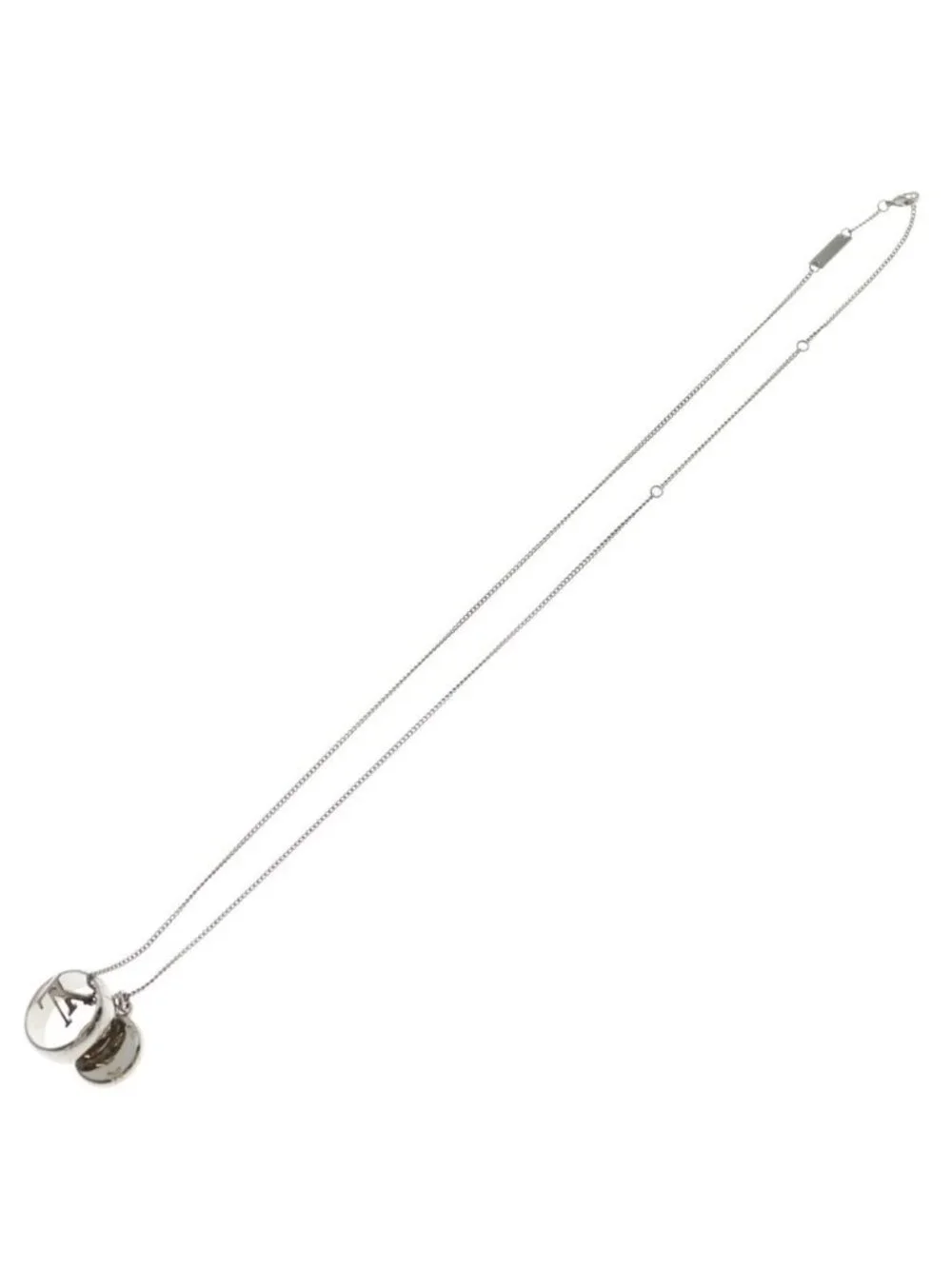 Louis Vuitton Monogram Ring Pendant Chain Silver